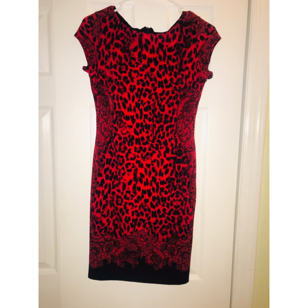 Cache Cheetah Print Cap Sleeeve Sheath Dress